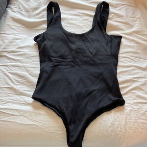 Hurley Solid Black Ribbed Scoop One-Piece Swimsuit